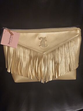 Juicy Couture Gold Fringe Clutch Cosmetic Bag